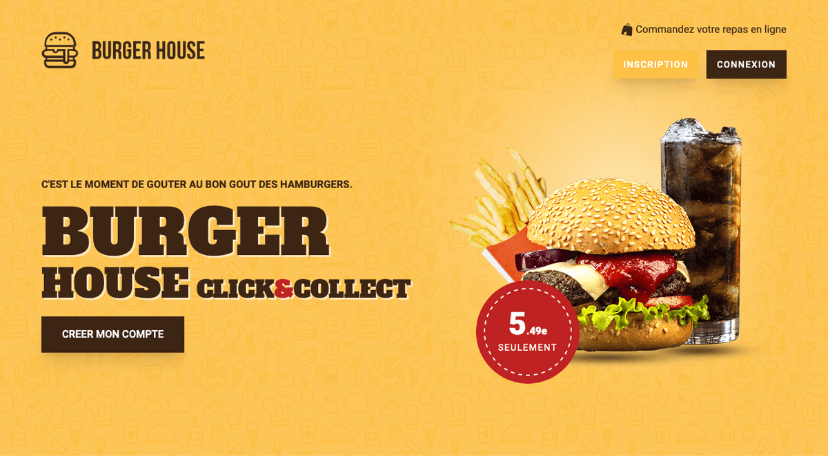 Explorez le potentiel du template Burger House, un site web unique dédié à la gastronomie.